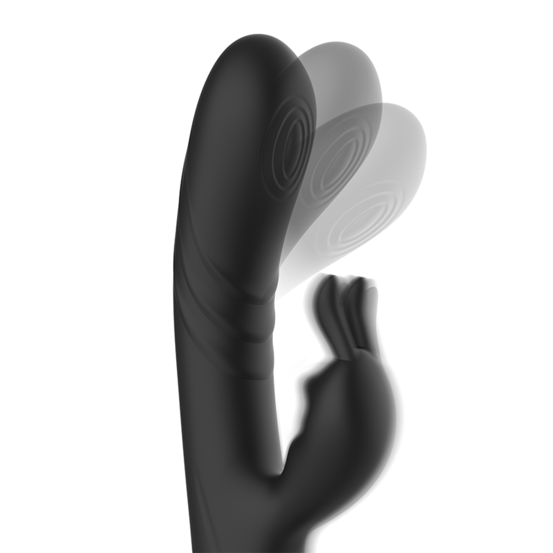 SVART & SILVER - UPPLADDNINGSBAR VIBRATOR I SILIKON, JAMIE RABBIT, SVART