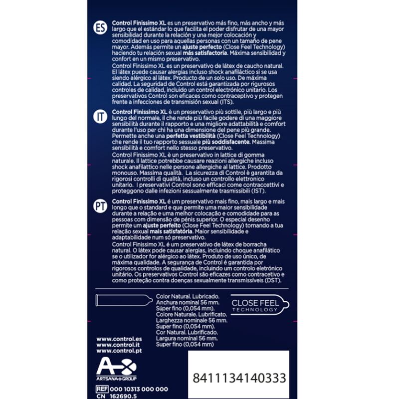 CONTROL - FINISSIMO XL CONDOMS 12 UNITS - Kink&Play