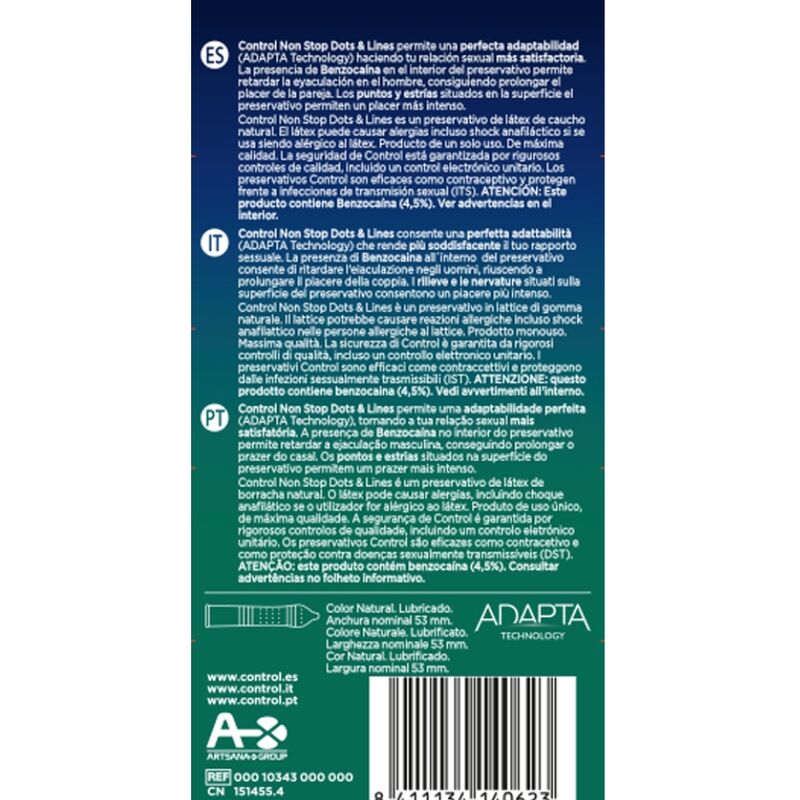 CONTROL - NONSTOP DOTS AND LINES CONDOMS 12 UNITS - Kink&Play