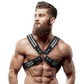 FETISH SUBMISSIVE ATTITUDE - MENS CROSSED CHEST ECO-LEATHER HARNESS WITH RIVETS