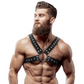FETISH SUBMISSIVE ATTITUDE - MENS CROSS-OVER ECO-LEATHER CHEST HARNESS WITH STUDS