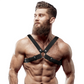 FETISH SUBMISSIVE ATTITUDE - MENS ADJUSTABLE ECO-LEATHER CROSS CHEST BULLDOG HARNESS