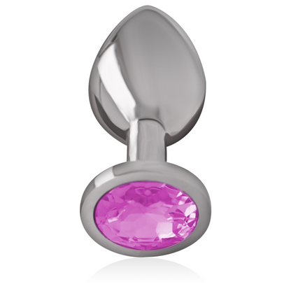 INTENSE - ANALPLUGG I ALUMINIUM METALL MED ROSA KRISTALL STORLEK L