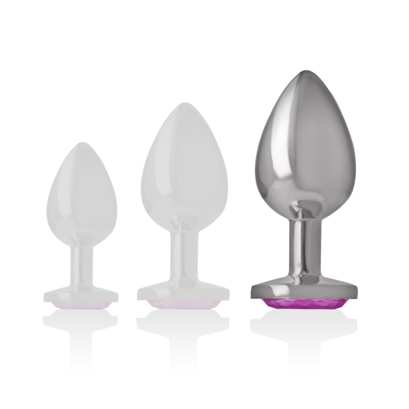 INTENSE - ANALPLUGG I ALUMINIUM METALL MED ROSA KRISTALL STORLEK L