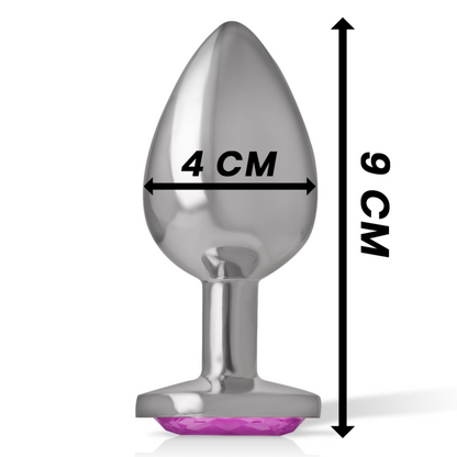 INTENSE - ANALPLUGG I ALUMINIUM METALL MED ROSA KRISTALL STORLEK L