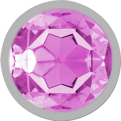 INTENSE - ANALPLUGG I ALUMINIUM METALL MED ROSA KRISTALL STORLEK L