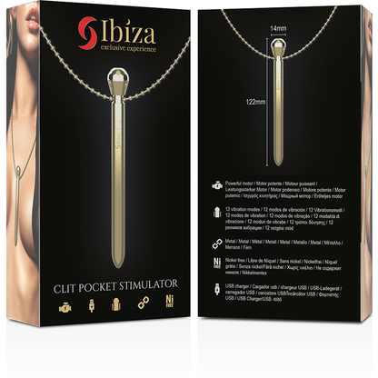 IBIZA - KLITORISSTIMULATOR SOM HALSSMYCKE USB-LADDARE 12 VIBRATIONSLÄGEN GULD 12,2 X 1,5