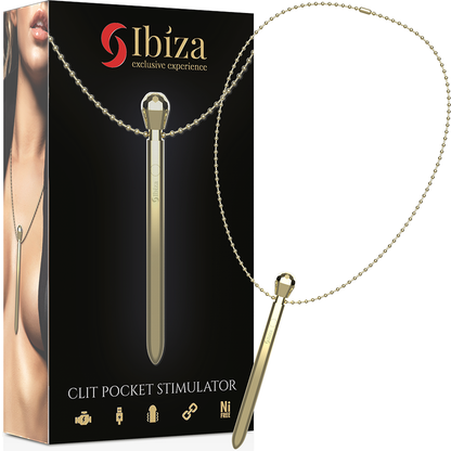 IBIZA - KLITORISSTIMULATOR SOM HALSSMYCKE USB-LADDARE 12 VIBRATIONSLÄGEN GULD 12,2 X 1,5