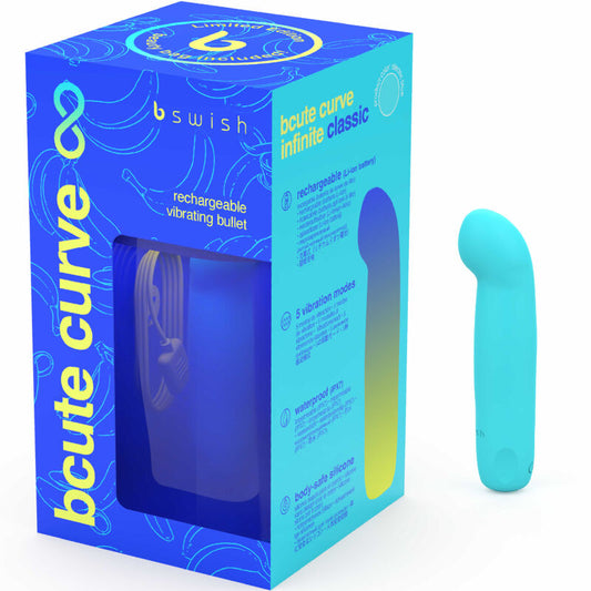 B SWISH - BCUTE CURVE INFINITE CLASSIC LIMITED EDITION BLÅ SILIKON UPPLADDNINGSBAR VIBRATOR