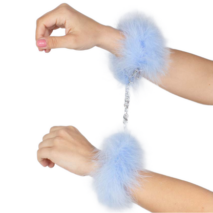 SECRETPLAY - BLUE LIGHT MARABOU HANDCUFFS - Kink&Play
