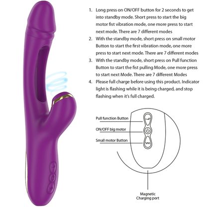 INTENSE - ATENEO UPPLADDNINGSBAR MULTIFUNKTIONSVIBRATOR 7 VIBRATIONER MED OSCILLERANDE TUNGA OCH LILA SUGFUNKTION