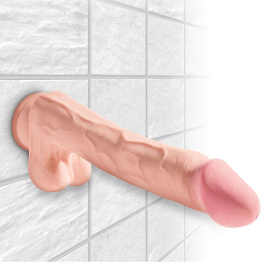 KUNGSKUK - REALISTISK PENIS MED KUGLAR 3D 24,8 CM LJUS