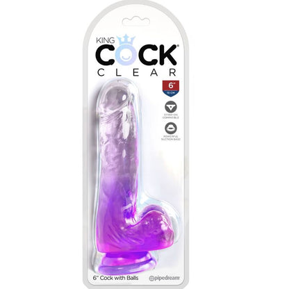 KING COCK - REALISTISK KUK MED KUKULOR 13,5 CM LILA
