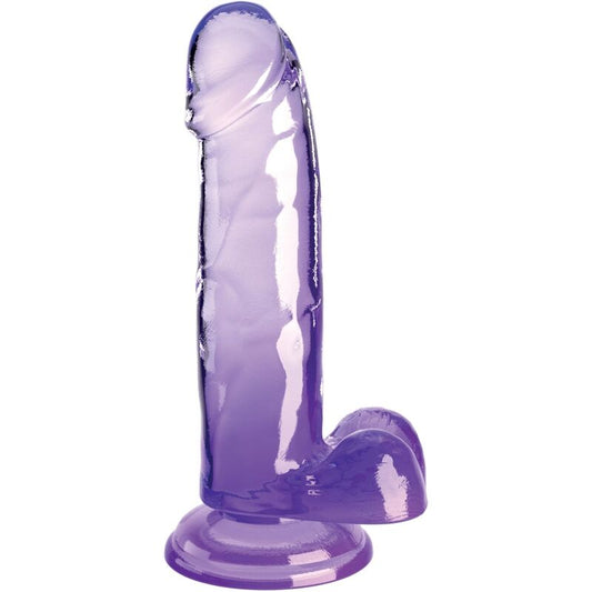 KING COCK - KLAR REALISTISK PENIS MED KUGLAR 15,2 CM LILA