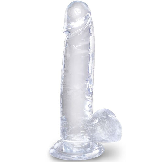 KING COCK - KLAR REALISTISK PENIS MED KUGLAR 15,2 CM TRANSPARENT
