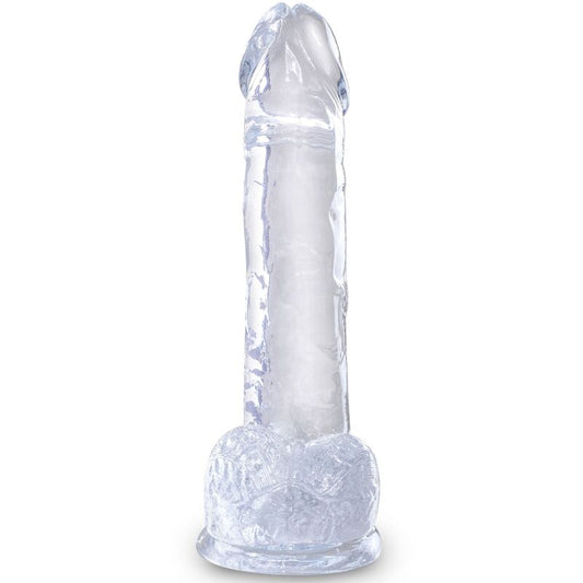 KING COCK - KLAR REALISTISK PENIS MED KUGLAR 15,2 CM TRANSPARENT