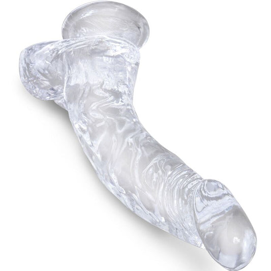 KING COCK - KLAR REALISTISK SVÄNGD PENIS MED KUGLAR 16,5 CM TRANSPARENT