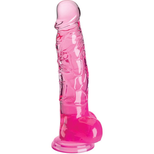 KING COCK - KLAR REALISTISK PENIS MED KUGLAR 16,5 CM ROSA