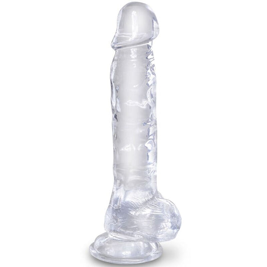 KING COCK - KLAR REALISTISK PENIS MED KUGLAR 16,5 CM TRANSPARENT