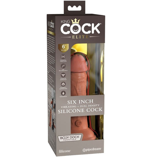 KING COCK - ELITE REALISTISK DILDO VIBRERANDE &amp; SILIKON 15,2 CM KARAMELL