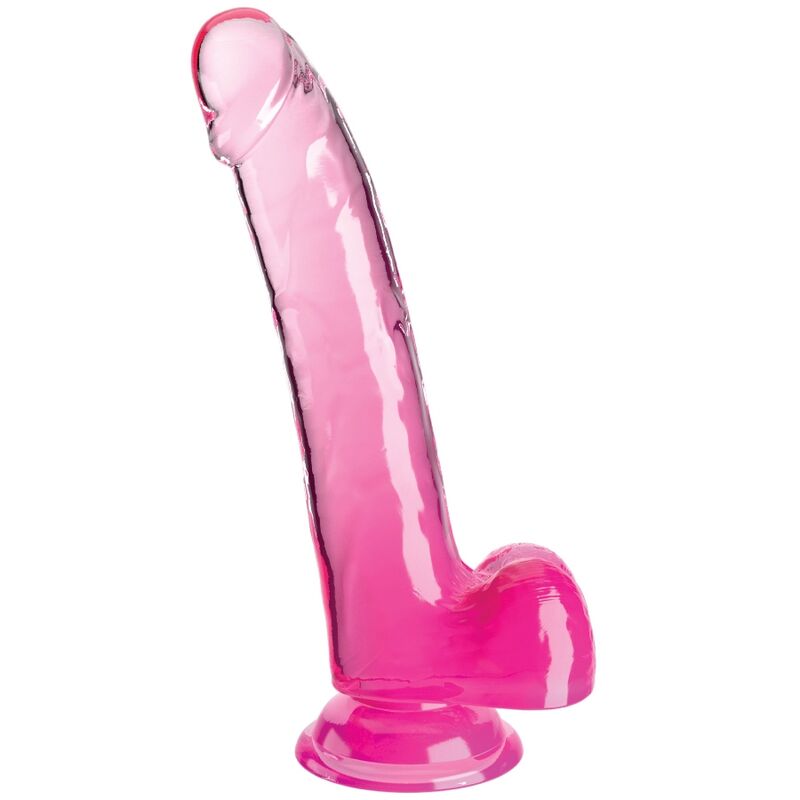 KING COCK - KLAR DILDO MED TESTIKLAR 20,3 CM ROSA