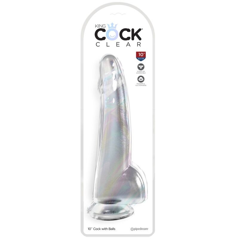 KING COCK - KLAR DILDO MED TESTIKLAR 19 CM TRANSPARENT