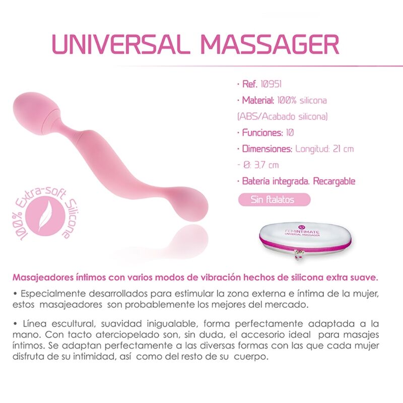 FEMINTIMATE - UNIVERSAL MASSAGER SILIKONVIBRATOR ROSA