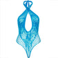 LEG AVENUE - TEDDY HALTER WITH LACE BLUE