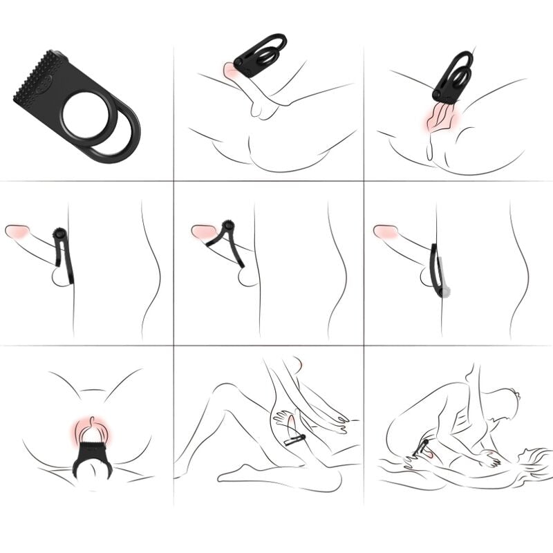 ARMONY - TVILLINGAR DUBBEL VIBRATORRING FÖR PAR SVART
