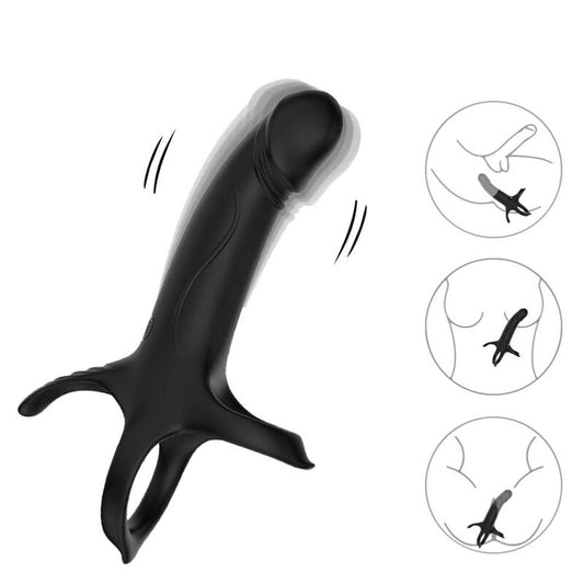 ARMONY - DILDO MED RING & VIBRATOR FJÄRRKONTROLL SVART