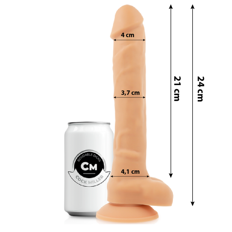 COCK MILLER - SILIKONPENIS MED HÖG DENSITET, BÖJBAR, COCKSIL 24 CM