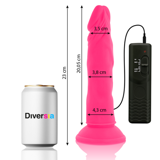 DIVERSIA - FLEXIBEL VIBRERANDE DILDO ROSA 23 CM -O- 4,3 CM