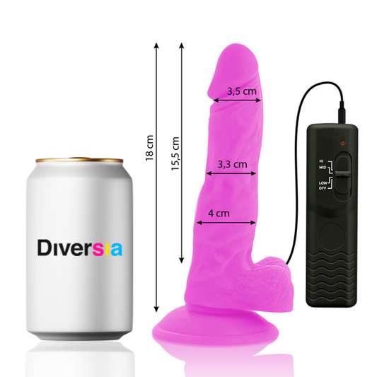DIVERSIA - FLEXIBEL VIBRERANDE DILDO LILA 18 CM -O- 4 CM