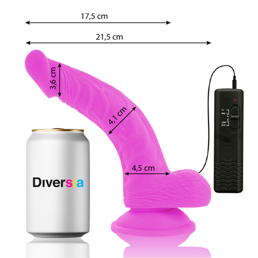 DIVERSIA - FLEXIBEL VIBRERANDE DILDO LILA 21,5 CM -O- 4,5 CM