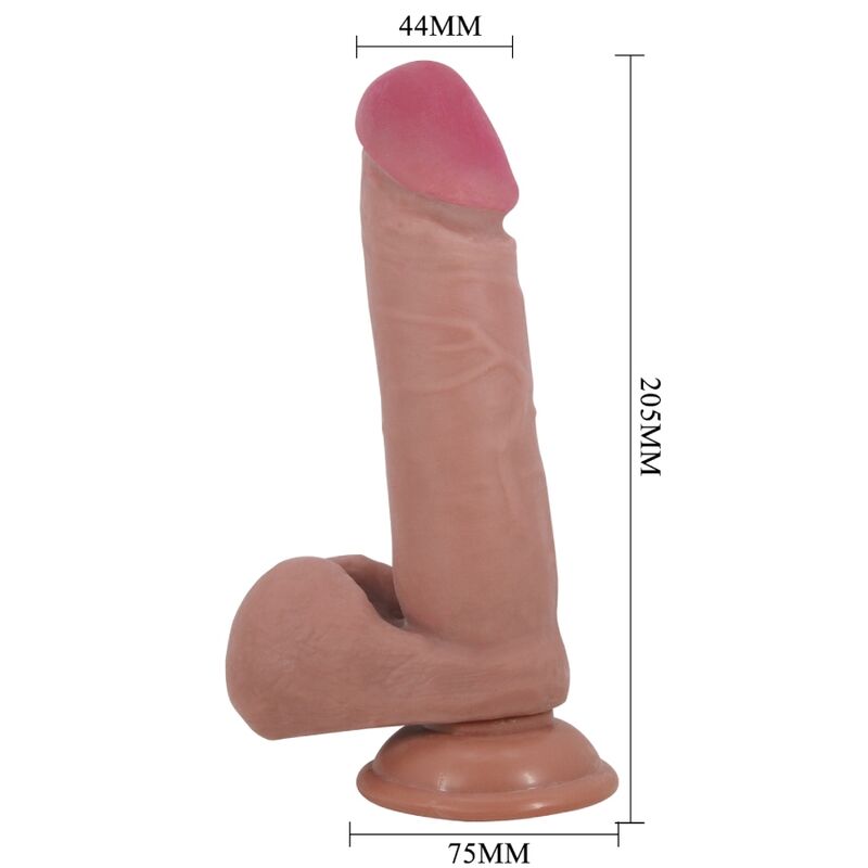 PRETTY LOVE - SLIDING SKIN SERIES REALISTISK DILDO MED SKJUTBART SKIN SUGKOPP BRUN 20,5 CM