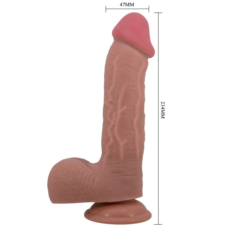 PRETTY LOVE - SLIDING SKIN SERIES REALISTISK DILDO MED SKJUVANDE HUD SUGKOPP BRUN 23,4 CM