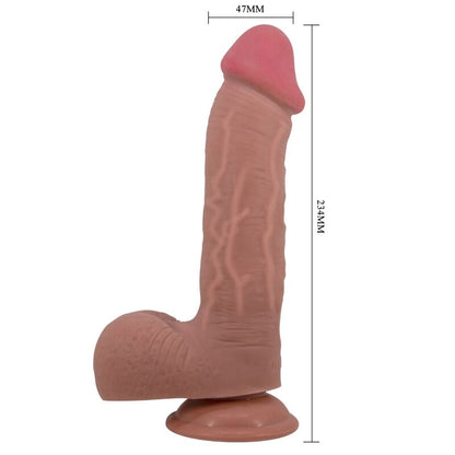 PRETTY LOVE - SLIDING SKIN SERIES REALISTISK DILDO MED SKJUVANDE HUD SUGKOPP BRUN 23,4 CM