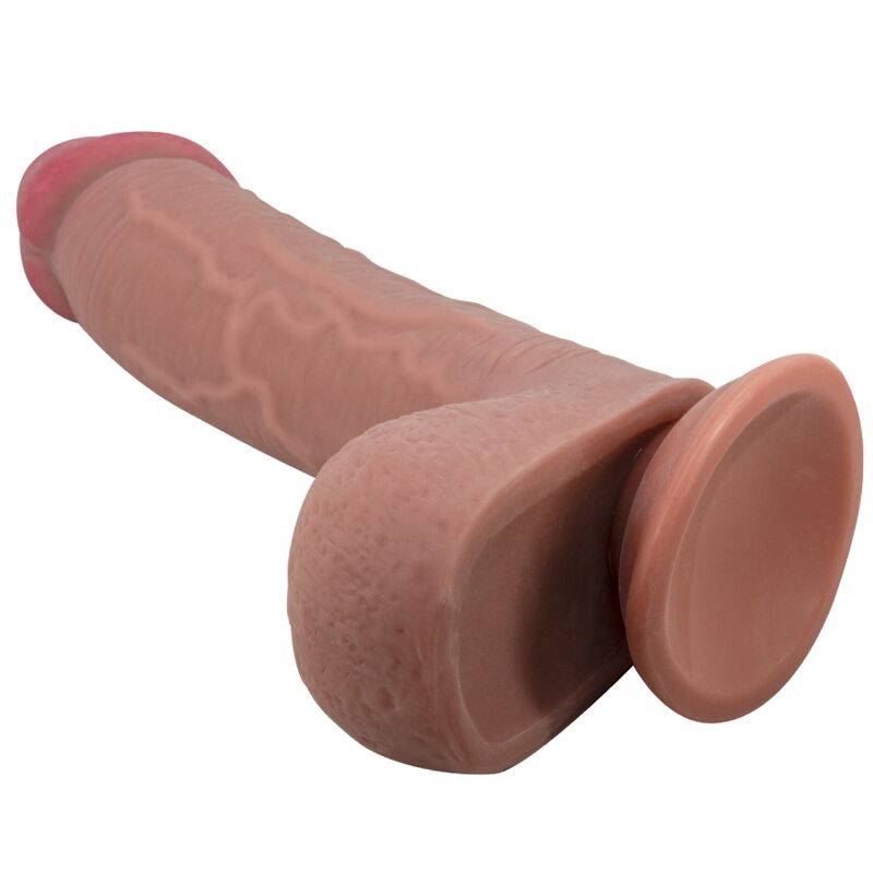 PRETTY LOVE - SLIDING SKIN SERIES REALISTISK DILDO MED SKJUVANDE HUD SUGKOPP BRUN 23,4 CM