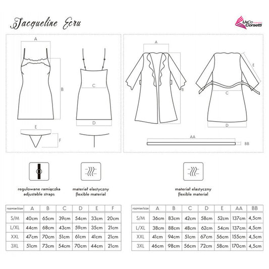 LIVCO CORSETTI FASHION - JACQUELINE LC 90249 MORGONKLAPP + SKJORTA + TROSOR ECRU L/XL