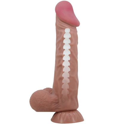 PRETTY LOVE - SLIDING SKIN SERIES REALISTISK DILDO MED SKJUTANDE HUD SUGKOPP BRUN 24 CM