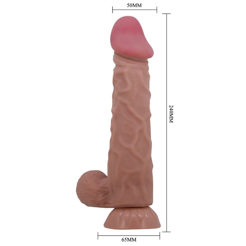 PRETTY LOVE - SLIDING SKIN SERIES REALISTISK DILDO MED SKJUTANDE HUD SUGKOPP BRUN 24 CM