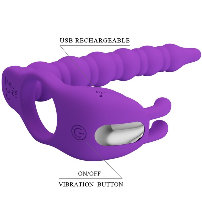 PRETTY LOVE - BLACKNEY PENISRING MED LILA VIBRATORPLUGG