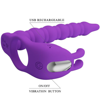 PRETTY LOVE - BLACKNEY PENISRING MED LILA VIBRATORPLUGG