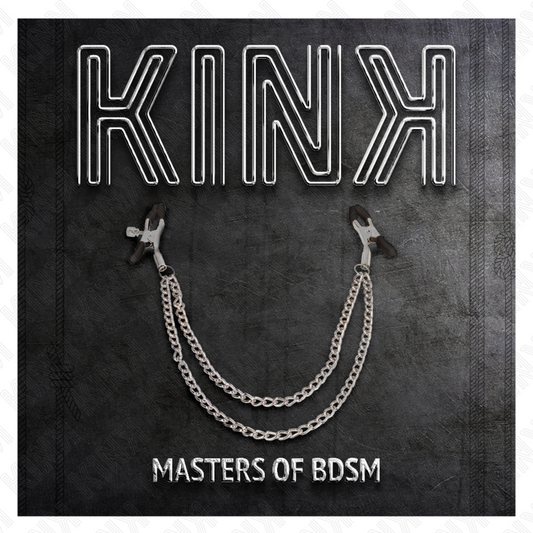 KINK - BRÖSTVÅRTKLÄMMA MED 2 TJOCKA KEDJOR SILVER 20/23 CM