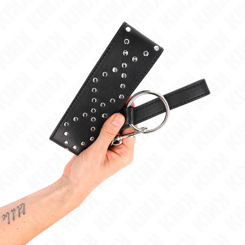 KINK - HALSBAND 65 CM MED KOPPEL MED SILVERNITTAR MODELL 3 JUSTERBART 36-43 CM X 5 CM