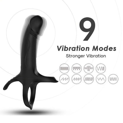 ARMONY - DILDO MED RING & VIBRATOR SVART