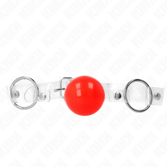 KINK - RÖD TRANSPARENT PVC-BOLL 4 CM JUSTERBAR MUNSTYCK