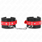 KINK - WRIST RESTRAINTS BLACK WITH RED BELT ADJUSTABLE 17-28 CM X 6 CM