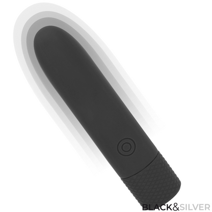 SVART & SILVER - GERI USB UPPLADDNINGSBAR VIBRERANDE KULA 8 VIBRATIONER SVART 10 X 2.2 CM