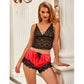 SUBBLIME - 953966 CASUAL SILK NIGHTGOWN + LACE PANTS BLACK/RED L/XL